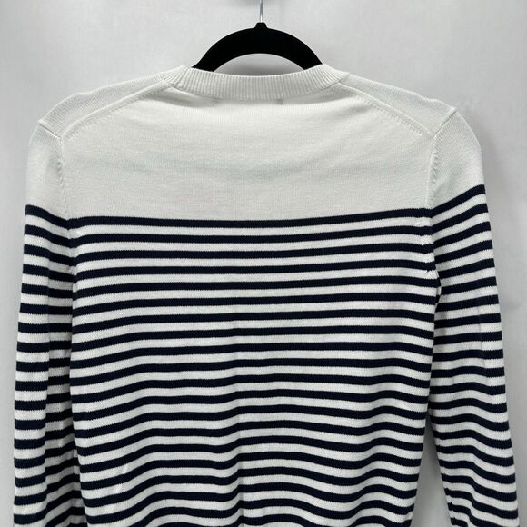 Brooks Brothers 3D Poppy‎ Sweater White Navy Striped Size XS Yacht Preppy Boho - Picture 7 of 10